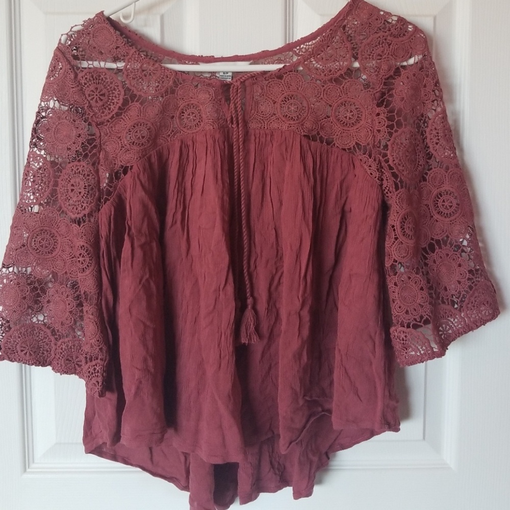 Peasant sweater with transparent sleeves